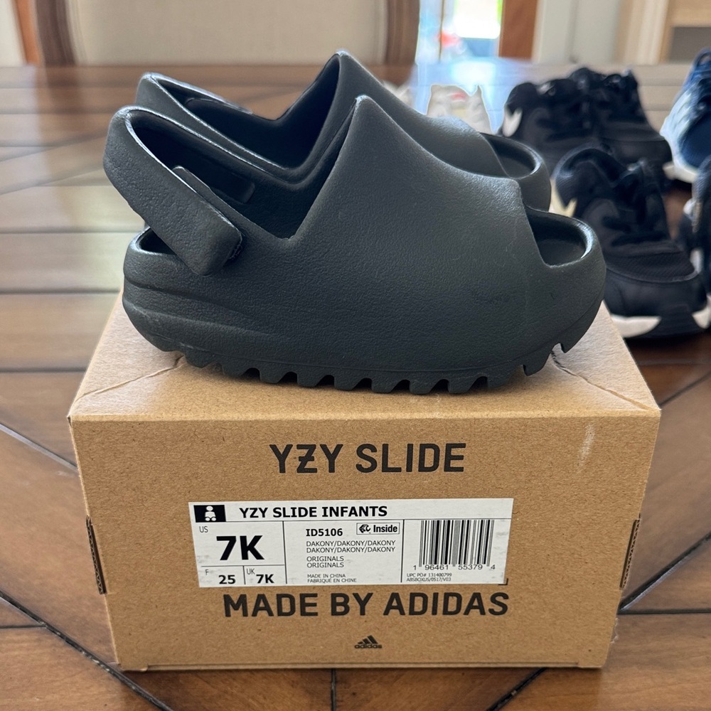 adidas Kids Black YZY Slide Sandals